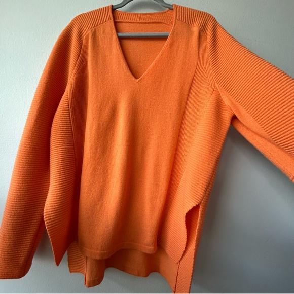 Orange V-Neck Sweater - Picture 2 of 11